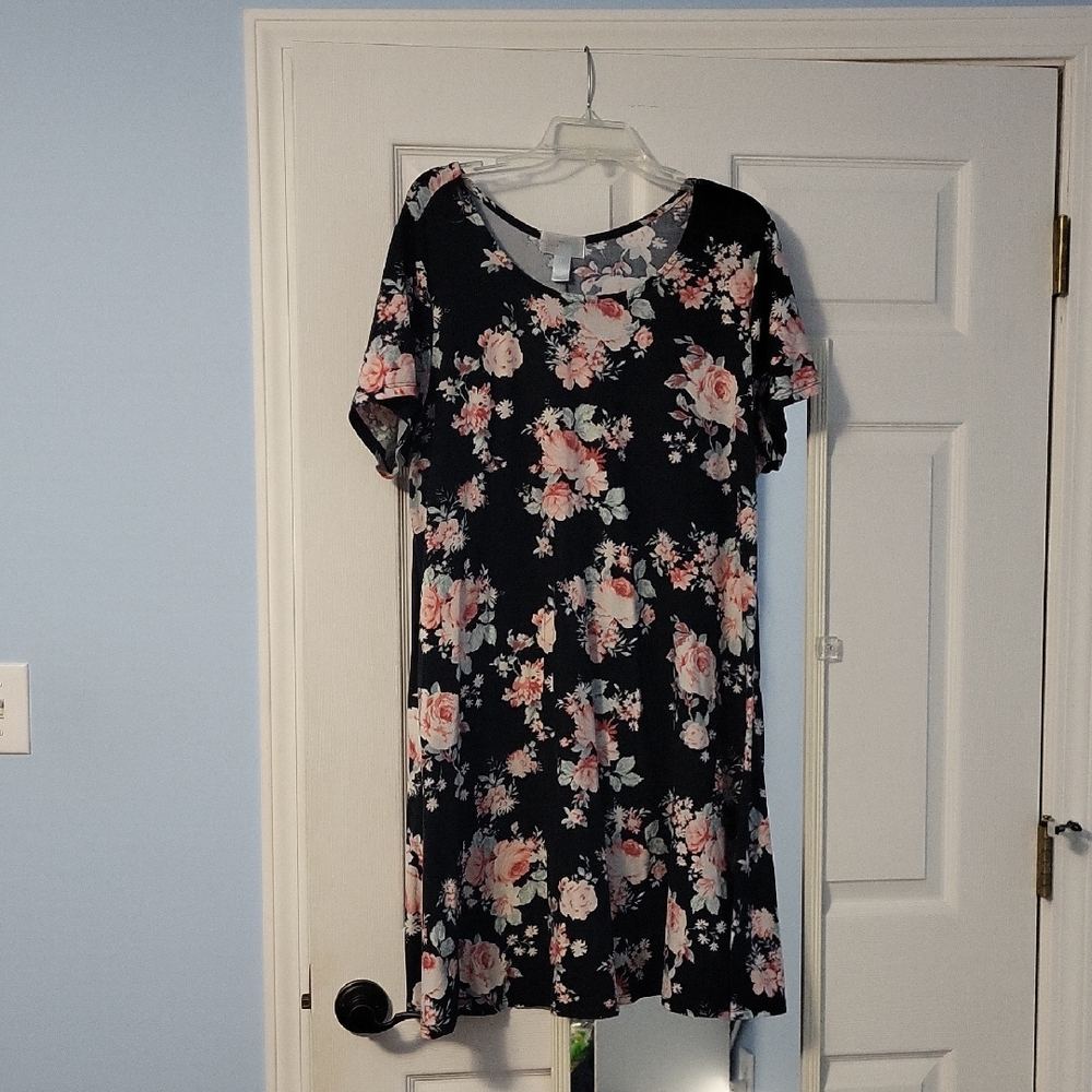 Just Be Floral Midi Dress - Black and Pink